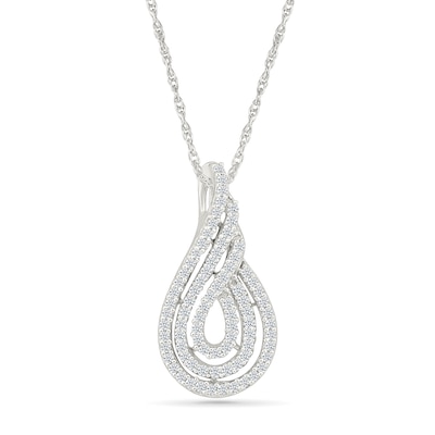 0.45 CT. T.W. Diamond Swirl Flame Pendant in 10K White Gold