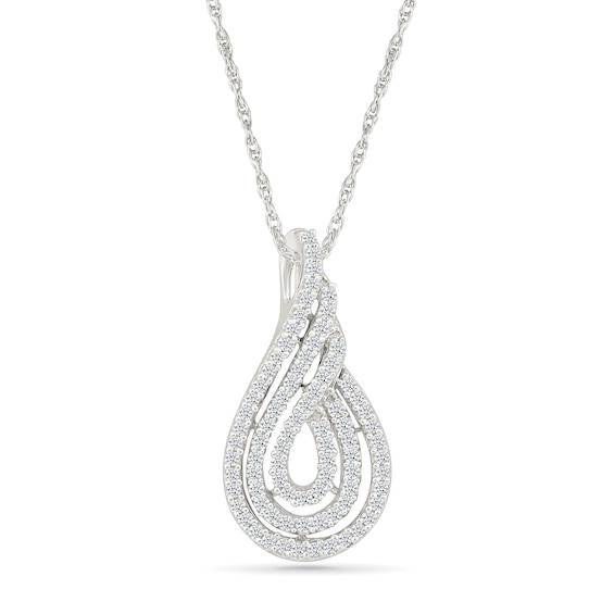 0.45 CT. T.W. Diamond Swirl Flame Pendant in 10K White Gold