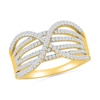 0.45 CT. T.W. Diamond Crossover Multi-Row Fashion Ring in 10K Gold