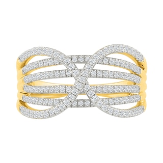 0.45 CT. T.W. Diamond Crossover Multi-Row Fashion Ring in 10K Gold