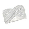 0.95 CT. T.W. Diamond Crossover Multi-Row Fashion Ring in Sterling Silver