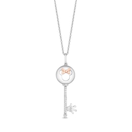 Disney Treasures Minnie Mouse 0.04 CT. T.W. Diamond Key Pendant in Sterling Silver and 10K Rose Gold