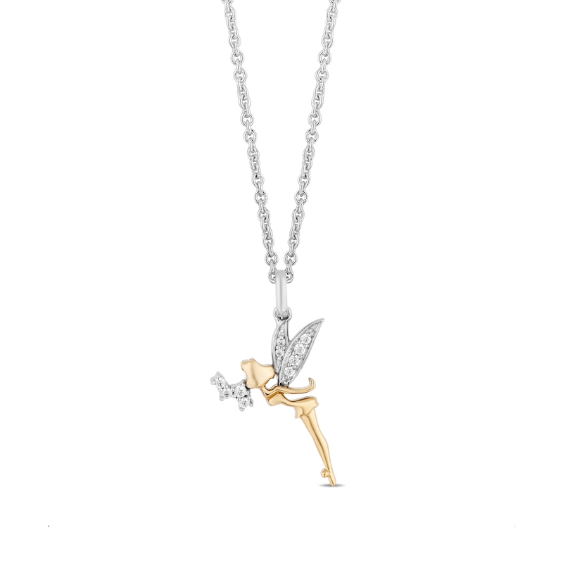 Enchanted Disney Tinker Bell 0.085 CT. T.W. Diamond Pendant in Sterling Silver and 14K Gold