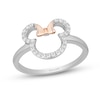 Disney Treasures Minnie Mouse 0.145 CT. T.W. Diamond Outline Ring in Sterling Silver and 10K Rose Gold - Size 7