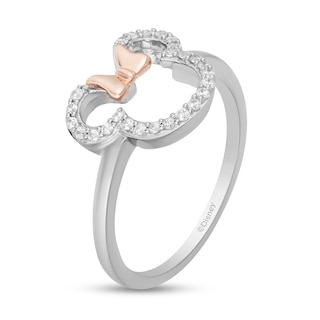 Disney Treasures Minnie Mouse 0.145 CT. T.W. Diamond Outline Ring in Sterling Silver and 10K Rose Gold - Size 7