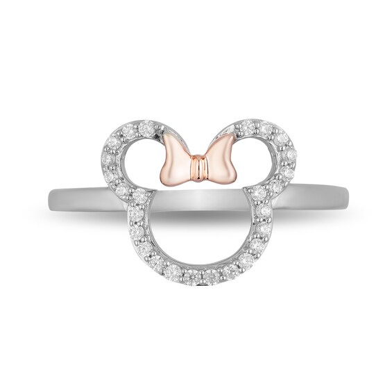 Disney Treasures Minnie Mouse 0.145 CT. T.W. Diamond Outline Ring in Sterling Silver and 10K Rose Gold - Size 7