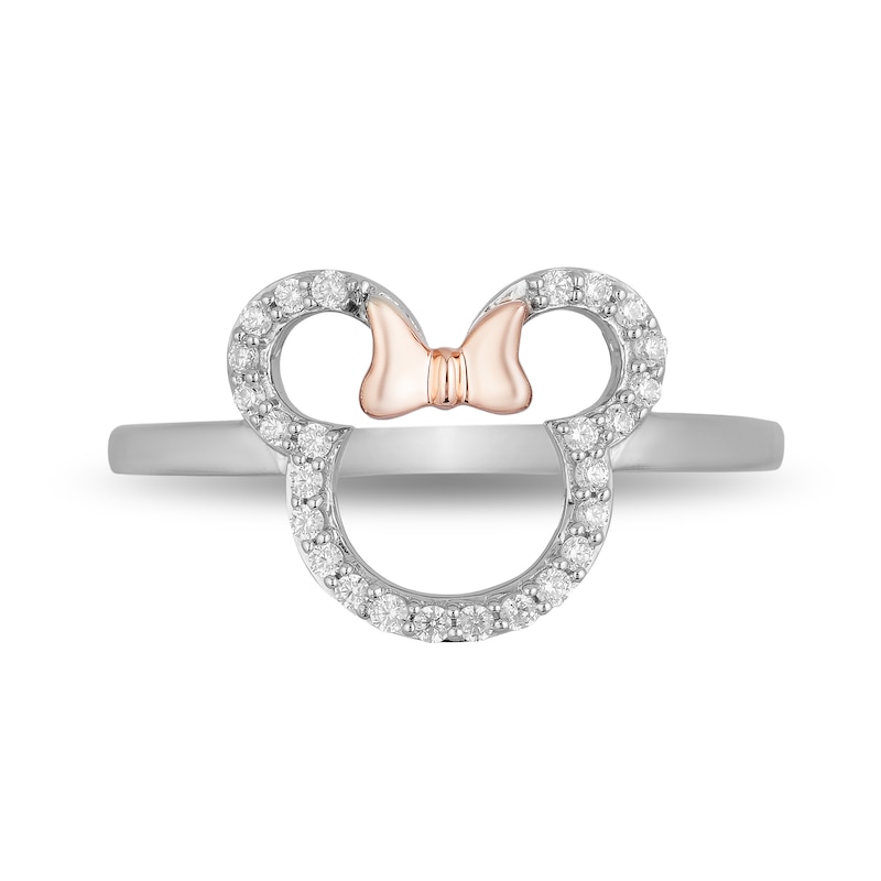 Disney Treasures Minnie Mouse 0.145 CT. T.W. Diamond Outline Ring in Sterling Silver and 10K Rose Gold - Size 7