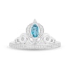 Thumbnail Image 3 of Enchanted Disney Cinderella Oval London Blue Topaz and 0.085 CT. T.W. Diamond Carriage Tiara Ring in Sterling Silver