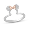 Thumbnail Image 1 of Disney Treasures Minnie Mouse 0.085 CT. T.W. Diamond Ears Ring in Sterling Silver and 10K Rose Gold - Size 7