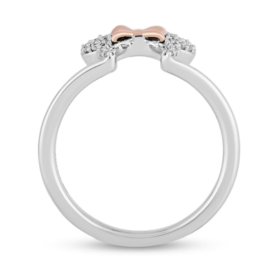 Disney Treasures Minnie Mouse 0.085 CT. T.W. Diamond Ears Ring in Sterling Silver and 10K Rose Gold - Size 7