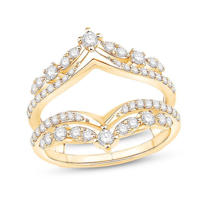 Main Image 1 of 0.69 CT. T.W. Diamond Double Row Chevron Solitaire Enhancer in 14K Gold