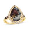 Thumbnail Image 1 of Le Vian® Pear-Shaped Green Chalcedony and 0.42 CT. T.W. Diamond Frame Ring in 14K Honey Gold™