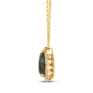 Le Vian® Pear-Shaped Green Chalcedony and 0.34 CT. T.W. Nude Diamond™ Frame Pendant in 14K Honey Gold™ - 19”