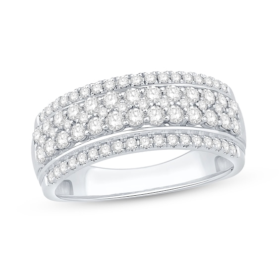 0.95 CT. T.W. Diamond Multi-Row Anniversary Band in 10K White Gold