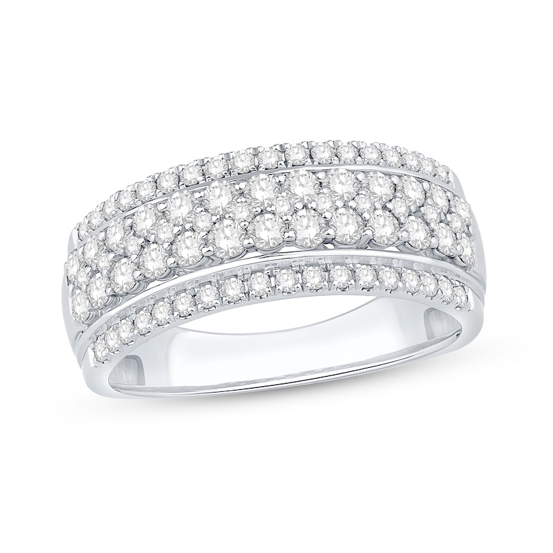 Main Image 1 of 0.95 CT. T.W. Diamond Multi-Row Anniversary Band in 10K White Gold