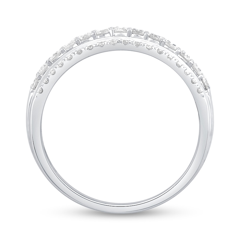 Main Image 2 of 0.95 CT. T.W. Diamond Multi-Row Anniversary Band in 10K White Gold