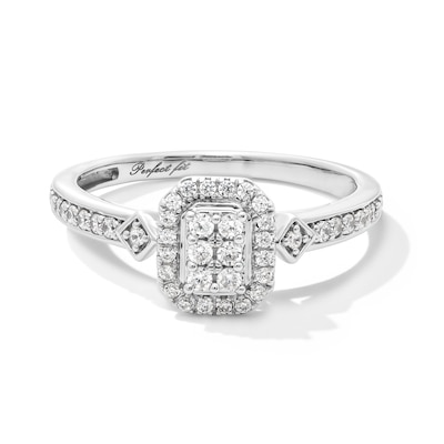 Perfect Fit 0.33 CT. T.W. Emerald-Shaped Multi-Diamond Frame Bridal Set in 10K White Gold