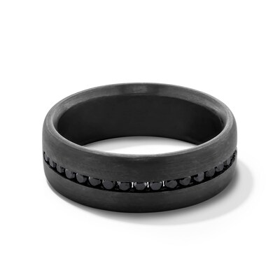 0.40 CT. T.W. Black Diamond Channel-Set Anniversary Band in Tantalum with Black Rhodium