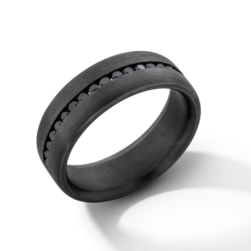 0.40 CT. T.W. Black Diamond Channel-Set Anniversary Band in Tantalum with Black Rhodium