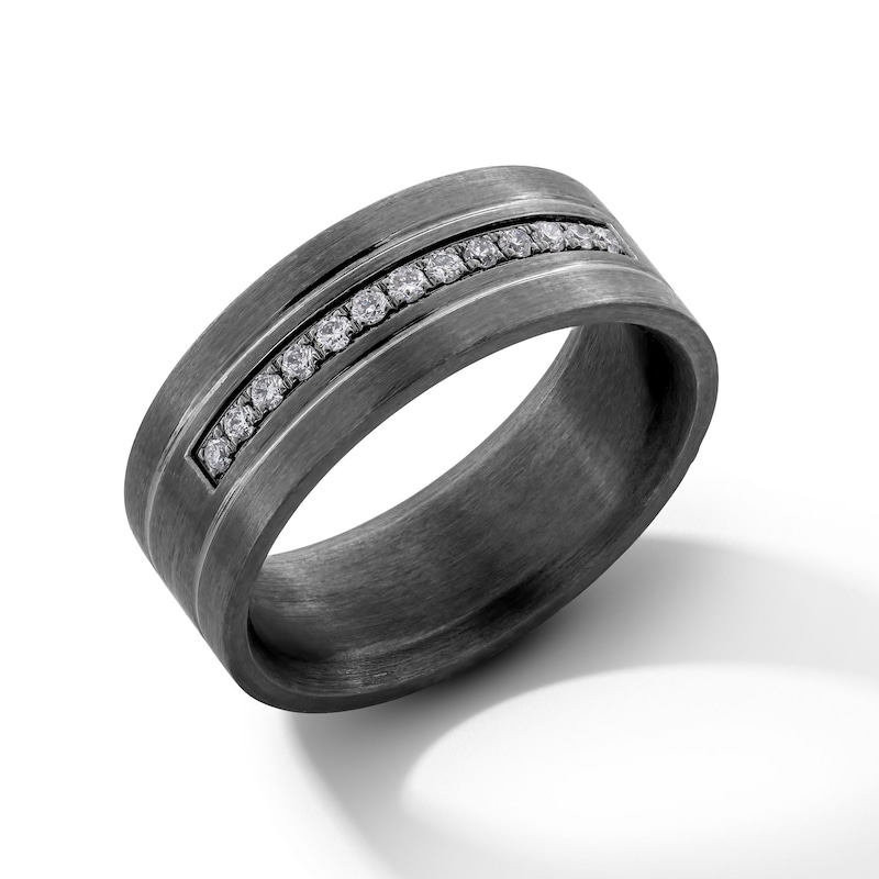 Main Image 2 of 0.20 CT. T.W. Diamond Anniversary Band in Tantalum with Black Rhodium