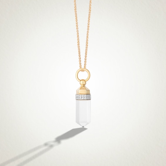 Limor Freeform White Quartz and 0.145 CT. T.W. Diamond Obelisk Drop Pendant in 10K Gold