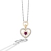 Limor 4.0mm Certified Ruby and 0.085 CT. T.W. Diamond Star-in-Heart Pendant in Sterling Silver and 24K Gold Plate - 26"