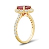 Pear-Shaped Lab-Created Ruby and 0.95 CT. T.W. Certified Lab-Created Diamond Frame Ring in 10K Gold (F/VS2)