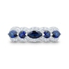 Blue Lab-Created Sapphire and 0.29 CT. T.W. Certified Lab-Created Diamond Frame Five Stone Ring in 10K White Gold