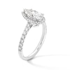 1.45 CT. T.W. Pear-Shaped Certified Lab-Created Diamond Frame Engagement Ring in 14K White Gold (F/VS2)