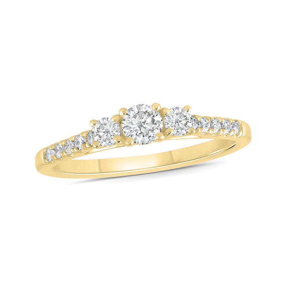 0.50 CT. T.W. Diamond Past Present Future® Engagement Ring in 10K Gold