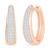 Thumbnail Image 1 of 0.45 CT. T.W. Diamond Tapered Oval Double Row Hoop Earrings in 10K Rose Gold