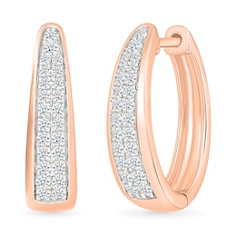 0.45 CT. T.W. Diamond Tapered Oval Double Row Hoop Earrings in 10K Rose Gold