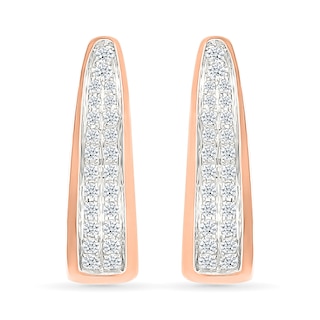 0.45 CT. T.W. Diamond Tapered Oval Double Row Hoop Earrings in 10K Rose Gold