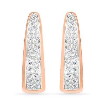 0.45 CT. T.W. Diamond Tapered Oval Double Row Hoop Earrings in 10K Rose Gold