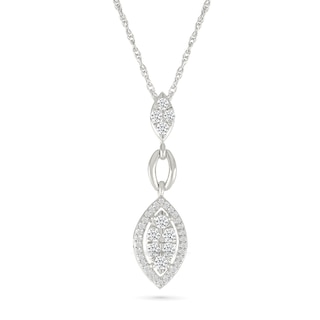 0.58 CT. T.W. Multi-Diamond Marquise Frame Drop Earrings and Pendant Set in 10K White Gold