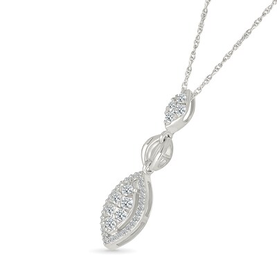 0.58 CT. T.W. Multi-Diamond Marquise Frame Drop Earrings and Pendant Set in 10K White Gold