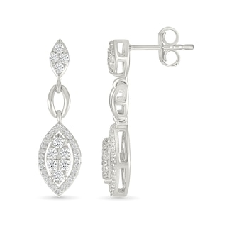 0.58 CT. T.W. Multi-Diamond Marquise Frame Drop Earrings and Pendant Set in 10K White Gold