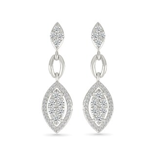 0.58 CT. T.W. Multi-Diamond Marquise Frame Drop Earrings and Pendant Set in 10K White Gold