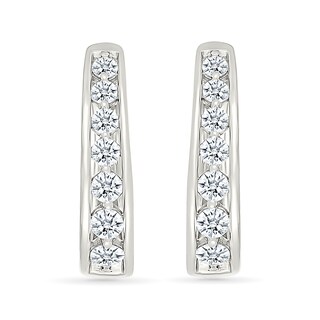 0.95 CT. T.W. Diamond Tapered Oval Hoop Earrings in 10K White Gold