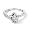 1.00 CT. T.W. Pear-Shaped Certified Lab-Created Diamond Frame Crossover Shank Engagement Ring in 14K Gold (F/VS2