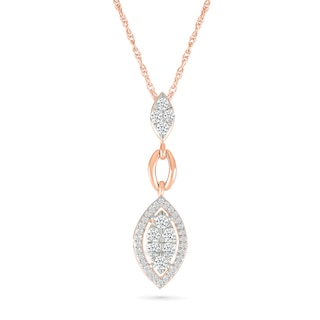 0.58 CT. T.W. Multi-Diamond Marquise Frame Drop Earrings and Pendant Set in 10K Rose Gold