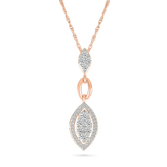 0.58 CT. T.W. Multi-Diamond Marquise Frame Drop Earrings and Pendant Set in 10K Rose Gold