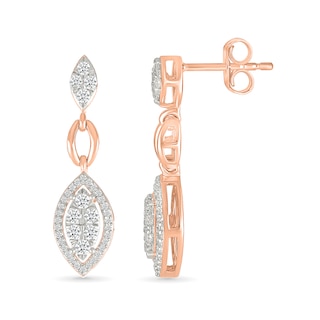 0.58 CT. T.W. Multi-Diamond Marquise Frame Drop Earrings and Pendant Set in 10K Rose Gold