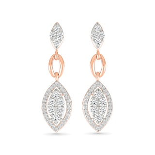 0.58 CT. T.W. Multi-Diamond Marquise Frame Drop Earrings and Pendant Set in 10K Rose Gold