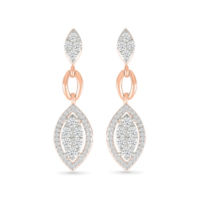 0.58 CT. T.W. Multi-Diamond Marquise Frame Drop Earrings and Pendant Set in 10K Rose Gold