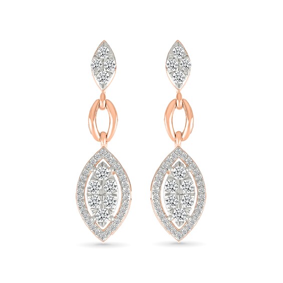 0.58 CT. T.W. Multi-Diamond Marquise Frame Drop Earrings and Pendant Set in 10K Rose Gold