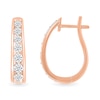 Thumbnail Image 2 of 0.95 CT. T.W. Diamond Tapered Oval Hoop Earrings in 10K Rose Gold