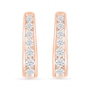 Thumbnail Image 3 of 0.95 CT. T.W. Diamond Tapered Oval Hoop Earrings in 10K Rose Gold