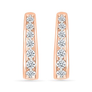 0.95 CT. T.W. Diamond Tapered Oval Hoop Earrings in 10K Rose Gold