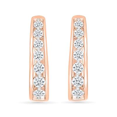 0.95 CT. T.W. Diamond Tapered Oval Hoop Earrings in 10K Rose Gold